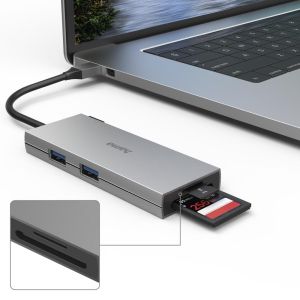 Hub cu 6 porturi USB-C HAMA Multiport, 2 x USB-A, USB-C, HDMI, SD, microSD, gri