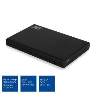 Sertar pentru hard disk ACT AC1225, SATA, 2.5", USB-C 3.2 Gen2, negru