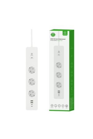 Plug inteligent Woox - R6132 - WiFi Smart Plug EU Schucko + monitor de energie, 3 prize, 2 x USB tip A, 2 x tip C