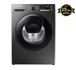 Washing machine Samsung WW80T4540AX/LE, Washing Machine, 8 kg, 1400 rpm, Energy Efficiency D, Add Wash, Hygiene Steam, Spin Efficiency A, WiFi, Stainless steel, Black door