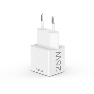 Hama Fast Charger, USB-C, PD/Qualcomm®, Mini-Charger, 25 W, white