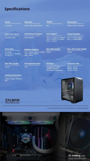 Zalman компютърна кутия Gaming Case mATX - Z1 Iceberg Black