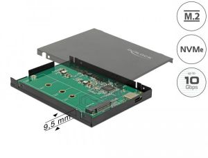 Външно чекмедже Delock, За M.2 NVMe PCIe SSD, USB-C 3.1 Gen 2, 2.5&Prime;