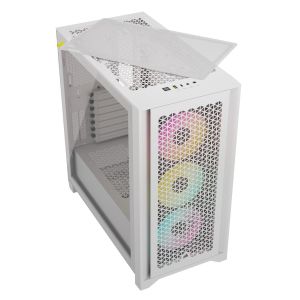 Case Corsair iCUE 4000D RGB Airflow Mid Tower, Tempered Glass, White