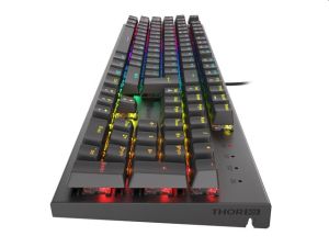 Tastatură Genesis Tastatură mecanică pentru jocuri Thor 303 RGB Iluminare de fundal Comutator roșu Schimb la cald Aspect SUA Negru