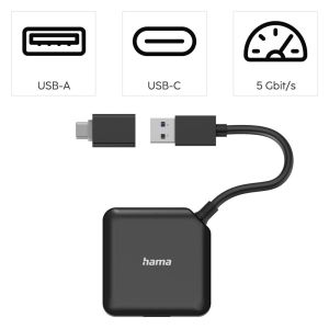 USB-А хъб, 4-портов, HAMA-200116