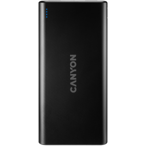CANYON PB-106, Power bank 10000mAh Li-poly battery, Input 5V/2A, Output 5V/2.1A(Max), USB cable length 0.3m, 140*68*16mm, 0.24Kg, Black