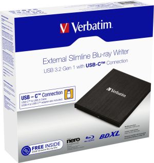Unitate optică externă Verbatim Slimline Blu-ray Writer Type-C