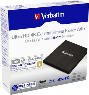 Verbatim Ultra HD 4K Blu-ray Writer USB-C Optical Drive