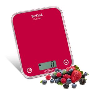 Scale Tefal BC5003V2, Optiss, Kitchen Scale, up to 5kg, Resolution 1g function Tara, Digital LCD display, Ultra slim glass, raspberry