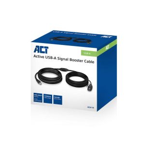 Кабел ACT AC6110, USB-A мъжко - женско, 10 м, 5 Gbps, Черен