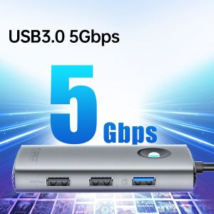 Stație de andocare Orico Stație de andocare tip C Distribuție de putere 60w - PW11-5P-GY-EP - HDMI, USB3.0 x1, USB2.0 x1