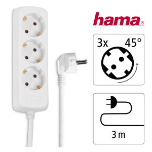 Distribution Panel, HAMA 30569, 3 sockets, child-proof, 3 m, White