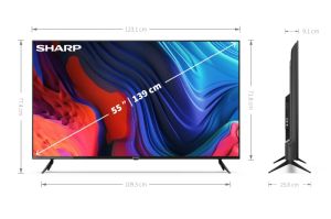 Телевизор Sharp 55FL1EA, 55" LED  Android TV, 4K Ultra HD 3840x2160 Frameless, 1 000 000:1, DVB-T/T2/C/S/S2, Active Motion 600, 2x10W (6 ohm), HDR10, Dolby Digital, Dolby Vision, DTS:X, Google Assistant, Chromecast Built-in, 2xHDMI 2.1, SD card reader, 3.