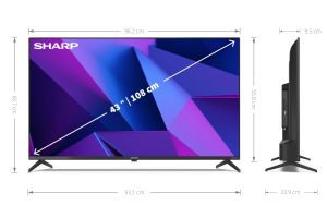 Телевизор Sharp 43FN2EA, 43" LED  Android TV, 4K Ultra HD 3840x2160 Frameless, 1 000 000:1, DVB-T/T2/C/S/S2, Active Motion 800, HARMAN/KARDON, HDR10, Dolby Digital, Dolby Vision, DTS:X, Google Assistant, Chromecast Built-in, 2xHDMI 2.1, SD card reader, 3.