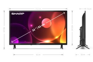 Sharp 32FA2E TV, 32" LED HD 1366x768, 1,000,000:1, DVB-T/T2/C/S/S2, Active Motion 100, Speaker 2x8W, Dolby Digital, CI+, 3xHDMI, USB, Bluetooth, LAN, Video/ Audio input (3 x RCA), Hotel Mode, 2 pole Stand