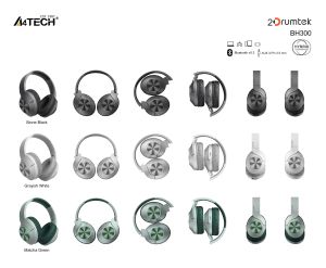 Căști Bluetooth A4tech BH300, Bluetooth V5.3, 2Drumtek, Verde