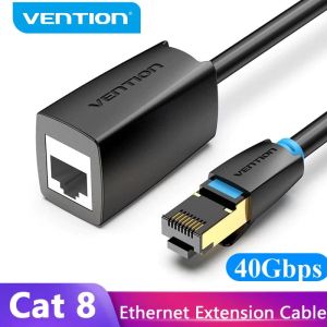 Cablu prelungitor Vention Cat.8 SSTP Cablu prelungitor patch 0,5M Negru 40Gbps - IKBD