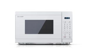 Микровълнова печка Sharp YC-MG02E-C, Fully Digital, Built-in microwave grill, Grill Power: 1000W, Cavity Material -steel, 20l, 800 W, LED Display Blue, Timer & Clock function, Child lock, White door, Defrost, Cabinet Colour: White