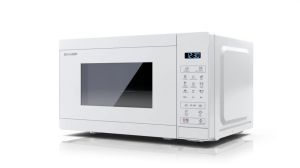 Microwave oven Sharp YC-MG02E-C, Fully Digital, Built-in microwave grill, Grill Power: 1000W, Cavity Material -steel, 20l, 800 W, LED Display Blue, Timer & Clock function, Child lock, White door, Defrost, Cabinet Color: White