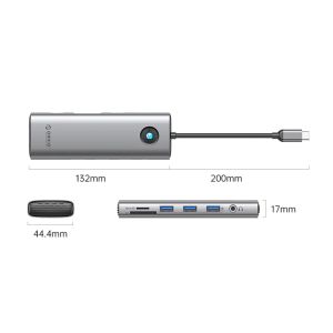 Stație de andocare Orico Stație de andocare tip C Distribuție de putere 100W - HDMI, Type-C x 1, USB3.0 x 3, LAN 1000Mbps Gigabit, SD/TF, VGA, Audio - PW11-10P-GY