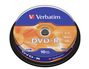 Media Verbatim DVD-R AZO 4,7 GB 16X SUPRAFAȚA ARGINTIU MAT (PACHET 10)