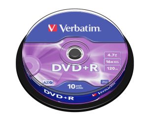 Media Verbatim DVD+R AZO 4.7GB 16X SURFACE ARGINTIU MAT (PACHET 10)