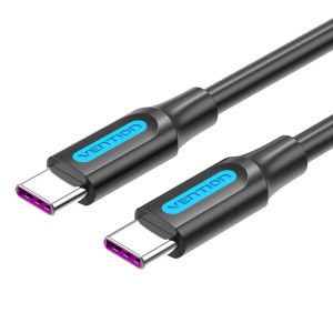 Cablu Vention USB 2.0 de tip C la tip C - 1M negru 5A Încărcare rapidă - COTBF