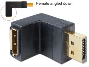 Adaptor Delock, DisplayPort mascul - DisplayPort femela, 90, Negru