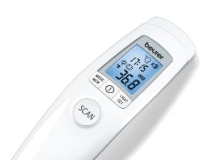 Thermometer Beurer FT 90 non-contact thermometer, Measurement of body, ambient and surface temperature, Displays measurements in °C and °F, Measuring distance 2/3 cm, 60 memory spaces, XL display, Low battery indicator, Date and time