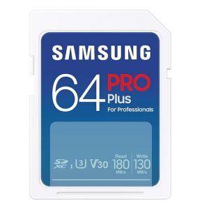 Памет Samsung 64GB SD Card PRO Plus, UHS-I, Read 180MB/s - Write 130MB/s