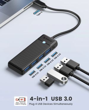 Orico хъб USB3.1 HUB Type-C - 4 x USB3.0 - PAPW4A-C3-015-BK