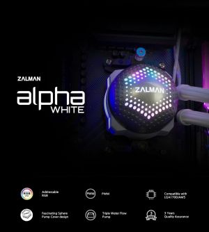 Zalman водно охлаждане Water Cooling ALPHA 28 WHITE - Addressable RGB - LGA1700/AM5