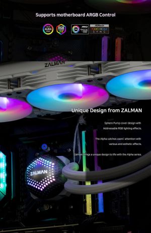 Zalman Water Cooling ALPHA 28 WHITE - Addressable RGB - LGA1700/AM5
