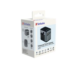 Adapter Verbatim UTA-03 Universal Travel Adapter with 1 x USB-C PD 30W & QC 3.0 / 2 x USB-C / 2 x USB-A