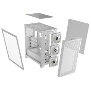 Кутия Corsair 3000D RGB Airflow Mid Tower, Tempered Glass, Бял