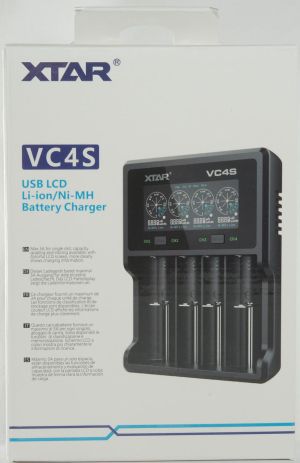 Charger  4 channel LCD display USB VC4SL, Universal Charger, LiIon & NIMH, 18650, CR123; AA, AAA  -  XTAR