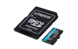 Memory card Kingston Canvas Go! Plus microSDXC 512GB, UHS-I, Class 10, U3, V30, A2, Adapter
