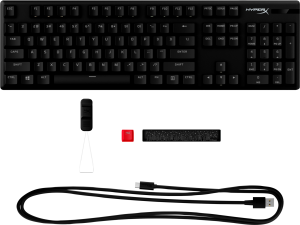 Геймърскa механична клавиатура HyperX Alloy Origins PBT, HyperX Aqua суичове, RGB, Черен