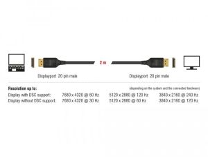 Delock DisplayPort cable 8K 60 Hz 2 m DP 8K certified