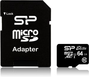 Card de memorie Silicon Power Elite, 64 GB, Micro SDHC/SDXC, UHS-I, Adaptor SD