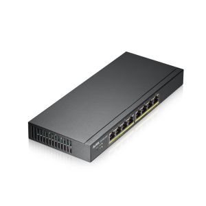 Комутатор ZyXEL GS1900-8HP, 8-port GbE L2 PoE Smart Switch, 802.3at, desktop, fanless, 70 Watt