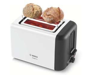Toaster Bosch TAT3P421, Compact toaster, DesignLine, 820-970 W, Auto power off, Defrost and warm setting, Lifting high, White