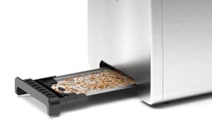 Toaster Bosch TAT3P420, Compact toaster, DesignLine, Stainless steel, 820-970 W, Auto power off, Defrost and warm setting, Lifting high