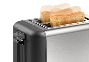 Pâine de pâine Bosch TAT3P420, Pâine de pâine compact, DesignLine, Oțel inoxidabil, 820-970 W, Oprire automată, Setare de dezghețare și încălzire, Ridicare ridicată