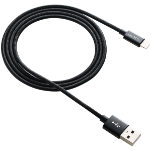 CANYON CFI-3, Cablu USB Lightning pentru Apple, împletit, carcasă metalică, lungime cablu 1m, Negru, 14,9*6,8*1000mm, 0,02kg
