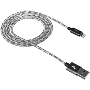 Cablu USB CANYON Lightning pentru Apple, împletit, carcasă metalică, 1M, gri închis