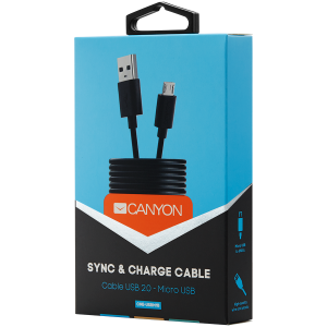 Cablu micro USB CANYON, 1M, negru