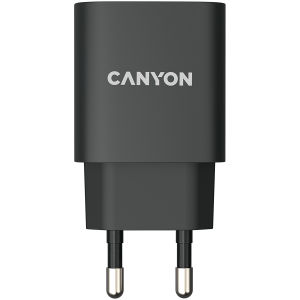 CANYON H-20, PD 20W Input: 100V-240V, Output: 1 port charge: USB-C:PD 20W (5V3A/9V2.22A/12V1.67A) , Eu plug, Over- Voltage ,  over-heated, over-current and short circuit protection Compliant with CE RoHs,ERP. Size: 80*42.3*30mm, 55g, Black