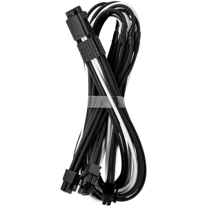 CableMod E-Series Pro ModMesh Sleeved 12VHPWR PCI-e Cable pentru Super Flower Leadex Platinum / Platinum SE / Titanium / V Gold Pro / V Platinum Pro, EVGA G7 / G6 / G5 / G3 / G2 / P2 / T2 (negru + alb, Seria Nvidia 4000, cu 16 pini la Quad 8-pini, 60 cm)